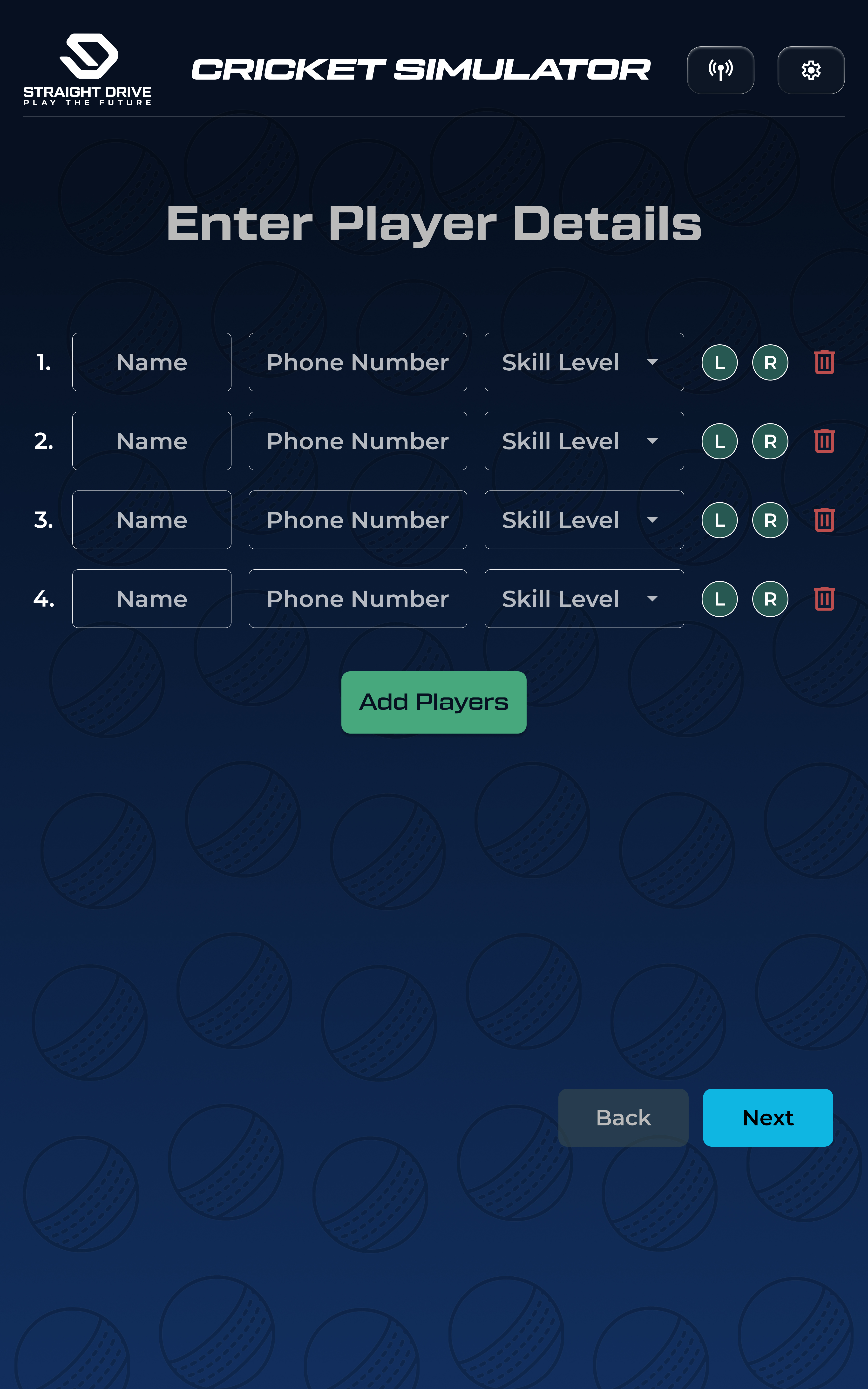 Enter player details